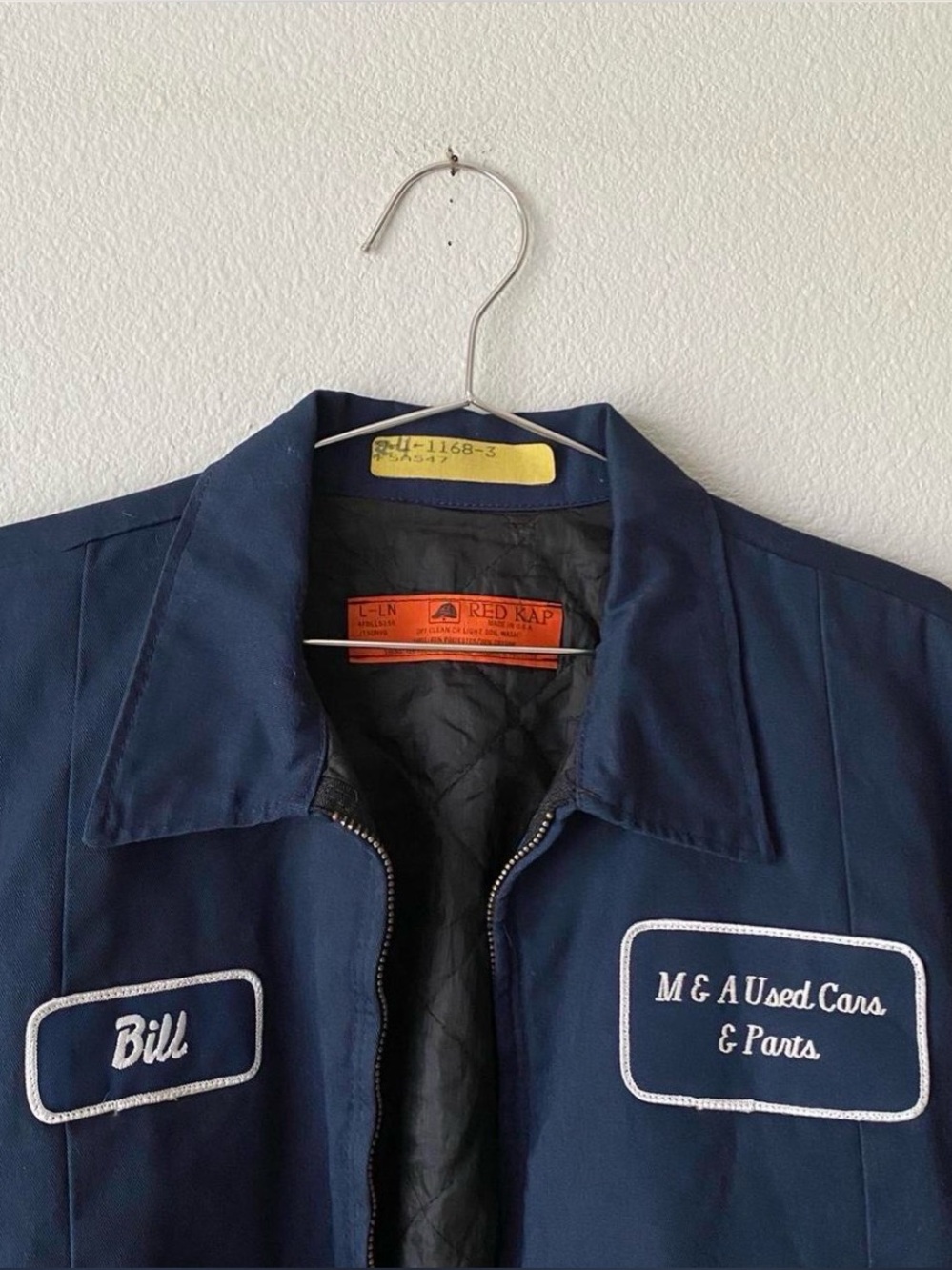 SOLD navy blue cropped mechanic work wear jacket - Picture 2 of 4